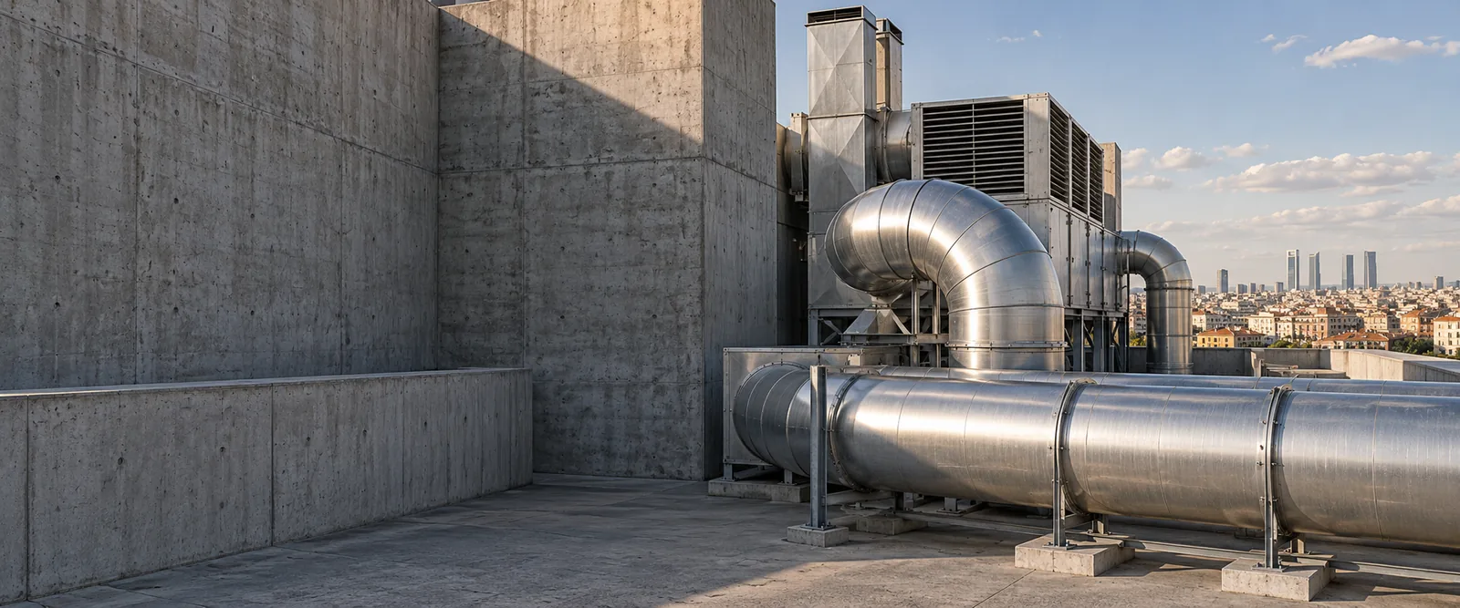 Tuberías y conductos de una instalación industrial de climatización